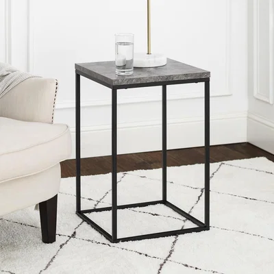 Furniture123 Dark Concrete Side Table with Black Legs - Foster