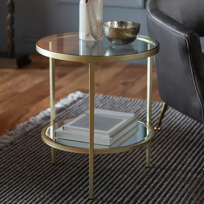 Furniture123 Hudson Glass Side Table In Champagne - Caspian House