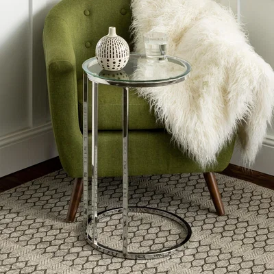 Furniture123 Round Glass Side Table with Chrome Legs - Foster