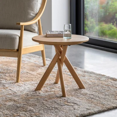 Furniture123 Natural Wood Side Table - Korsa - Caspian House