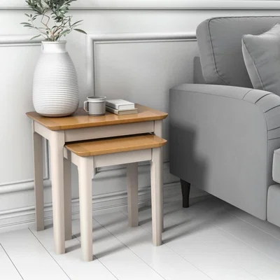 Furniture123 Grey and Oak Nest of Side Tables - Adeline
