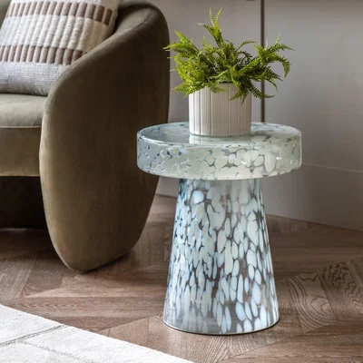Furniture123 Textured Glass White Side Table - Murano - Caspian Hosue