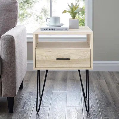 Furniture123 1 Drawer Hairpin Side Table