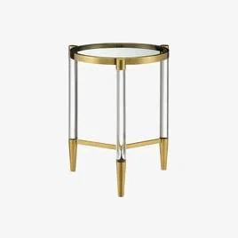 Furniture123 Round Glass Lamp Table with Gold Frame - Marissa