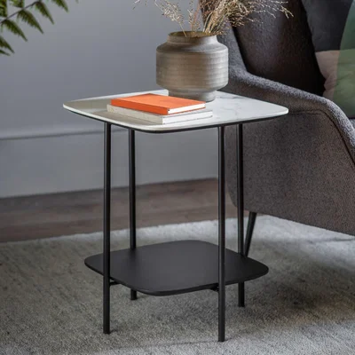 Furniture123 Ludworth Side Table White Marble - Caspian House