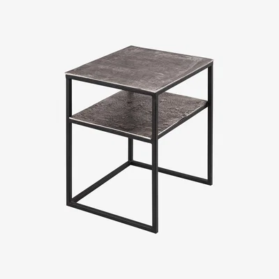 Furniture123 Silver Side Table with Shelf - Farrah