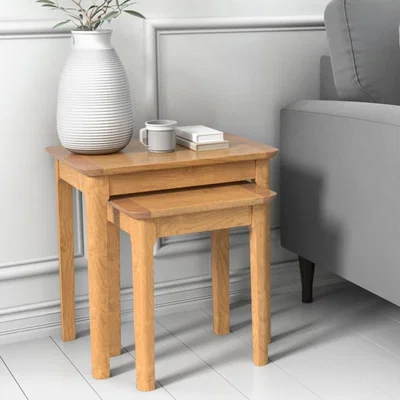Furniture123 Set of 2 Solid Oak Side Tables - Adeline