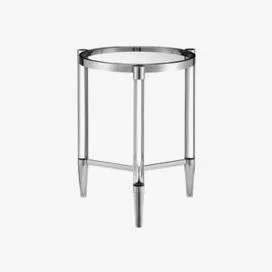 Furniture123 Round Glass Lamp Table with Silver Frame - Marissa