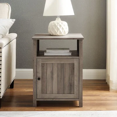 Furniture123 Grooved Door Side Table - Grey Wash
