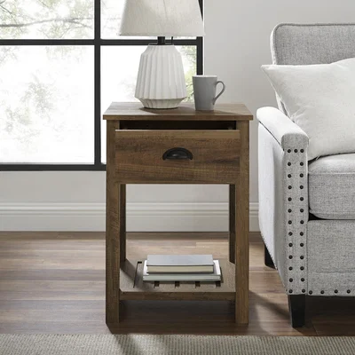 Furniture123 Country Single Drawer Side Table - Reclaimed Wood Effect