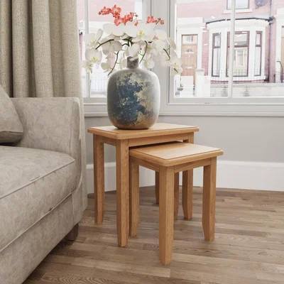 Furniture123 Bourton Set of 2 Side Tables in Solid Oak - Square