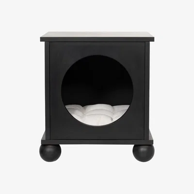 Furniture123 Indoor Cat House Side Table with Washable Cushion in Black