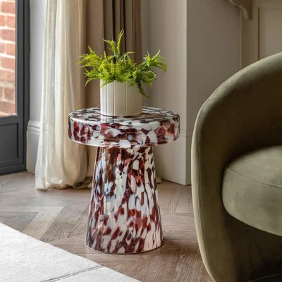 Furniture123 Textured Glass Leopard Side Table - Murano - Caspian Hosue