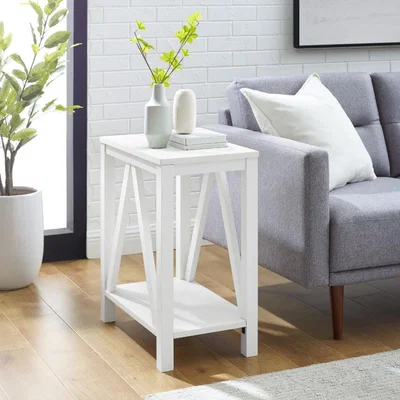 Furniture123 White Rectangle Side Table - Foster