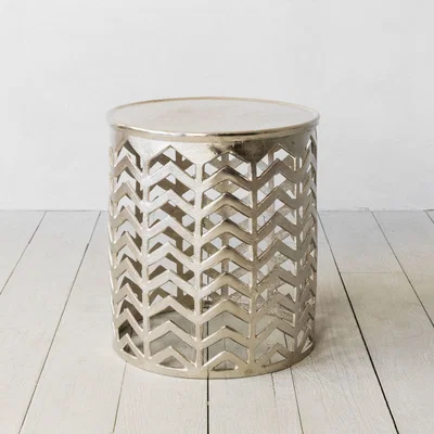 Graham & Green Silver Chevron Side Table