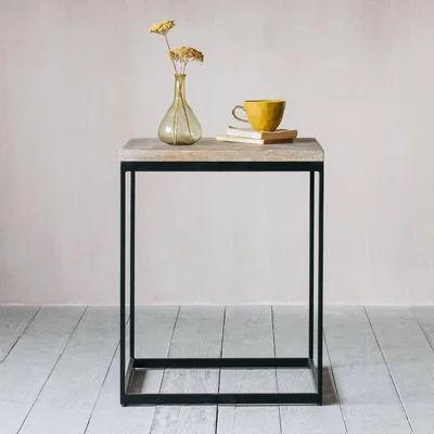 Graham & Green Albie Iron and Wood Side Table