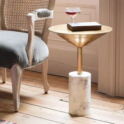 Graham & Green Mildred Gold and Marble Side Table