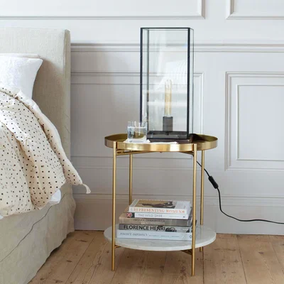 Graham & Green Loretta Round Gold & Marble Side Table