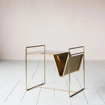 Graham & Green Fletcher Brass Magazine Rack Side Table