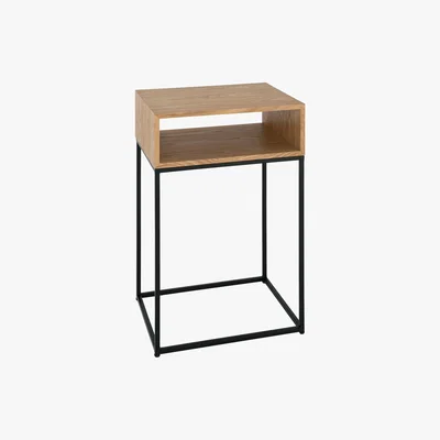Habitat Odell Ash And Black Metal Side Table, Black