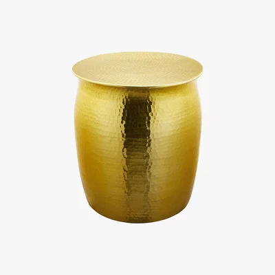 Habitat Orrico Brass Hammered Aluminium Side Table, Brass