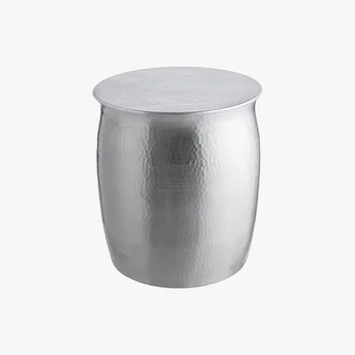 Habitat Orrico Hammered Aluminium Silver Side Table, Silver