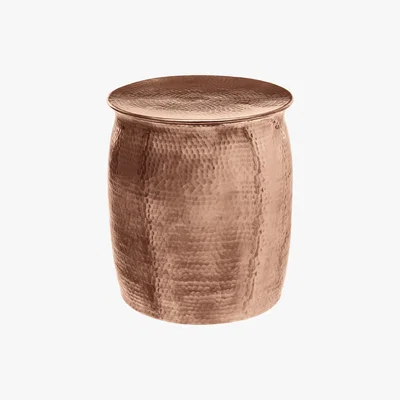 Habitat Orrico Rose Gold Hammered Aluminium Side Table, Rose Gold