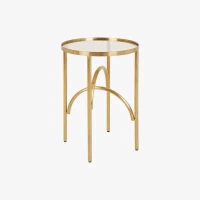 Habitat Giovanna Glass And Brass Side Table, Clear Glass With Brass Frame