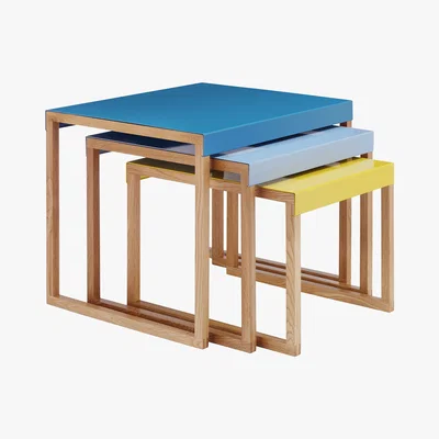 Habitat Kilo Blue And Yellow Metal Nest Of 3 Side Tables, Yellow