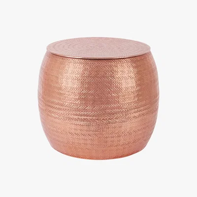 Habitat Habitat Sona Copper Storage Hammered Aluminium Side Table, Rose Gold