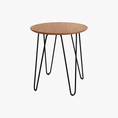 Habitat Tyler Round Ash And Black Metal Side Table, Black