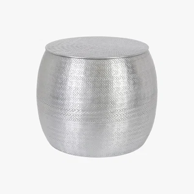 Habitat Habitat Sona Silver Storage Hammered Aluminium Side Table, Silver