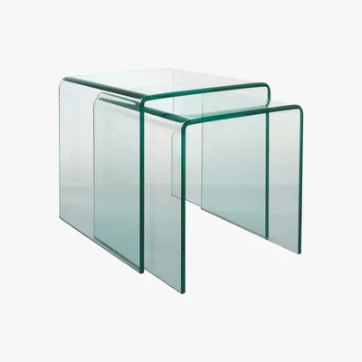 Habitat Gala Set Of 2 Glass Nested Side Tables, Clear Glass