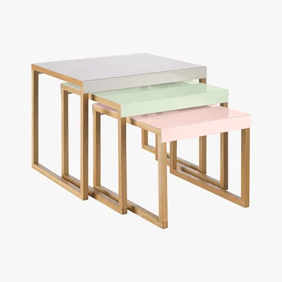Habitat Kilo Multi-Coloured Metal Nest Of 3 Side Tables, Grey