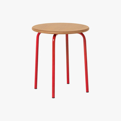 Habitat Habitat Kirby Oak And Red Gloss Metal Leg Side Table