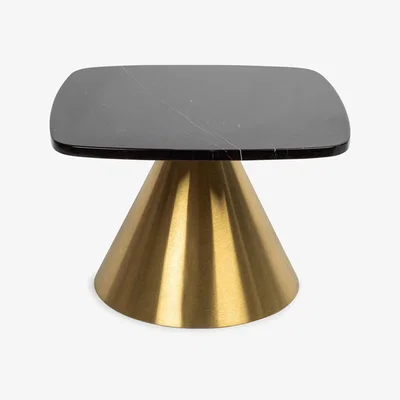 Heal's Heal's Cezanne Square Side Table Brown Marble Black Frame - Heal's UK Furniture