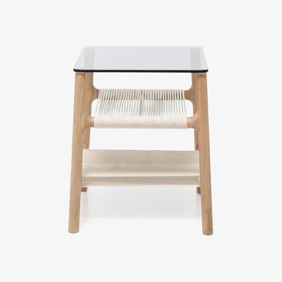 Heal's Gazzda Fawn Side Table Oak & Grey Glass - Heal's UK Furniture