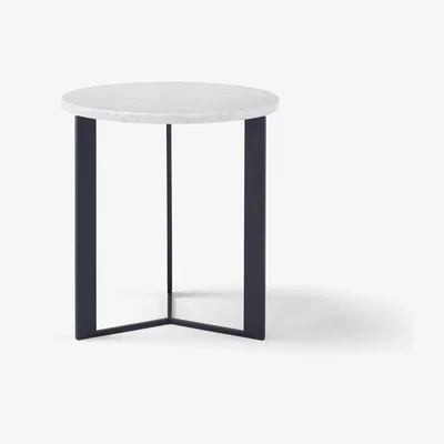 Heal's Amura Range Round Side Table Marble Carrara Top Metal Base Ral 7015 - Heal's UK Furniture