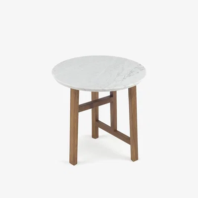 Heal's De La Espada Trio Side Table Oiled Danish Walnut Marble Top - Heal's UK Furniture