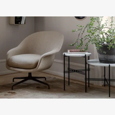 Heal's Gubi TS Side Table in Black Marquina Marble with Brass Base