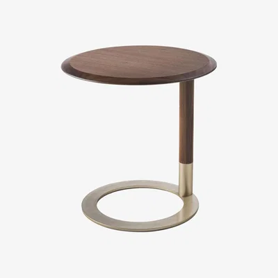 Heal's Porada Jok Side Table Round Walnut Top Brass Base - Heal's UK Furniture