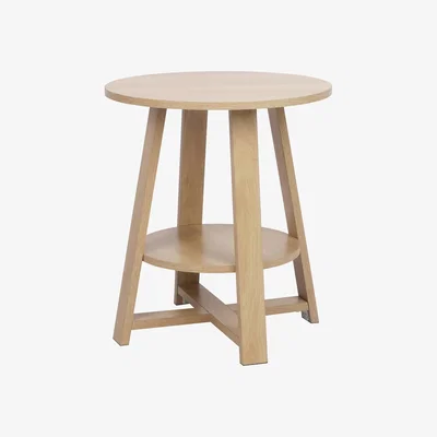 Homebase Dorval 2 Tiered Side Table - Oak Effect