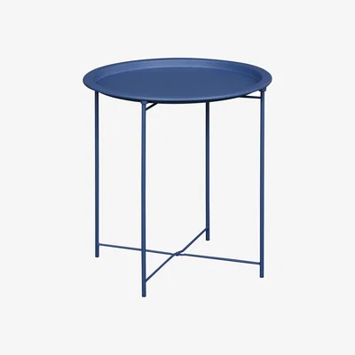 Homebase Metal Folding Side Table - Aegean Blue