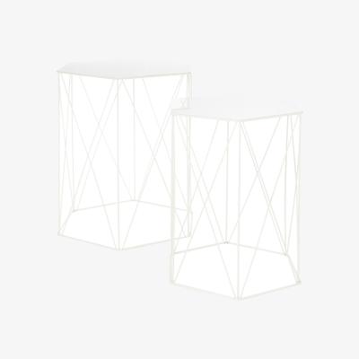 Homebase Hex Side Table Set Of 2 White