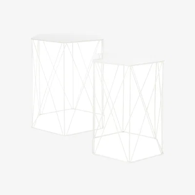 Homebase Hex Side Table Set Of 2 White