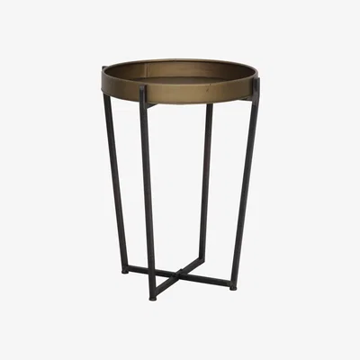 IO Living Small Bronze Art Deco Side Table With Raised Rim