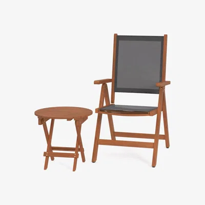 John Lewis John Lewis ANYDAY Folding Garden Side Table & Recliner Chair Set, FSC-Certified (Eucalyptus Wood), Natural