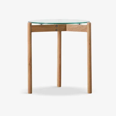 John Lewis Gallery Direct Upton Glass Side Table, Clear/Oak
