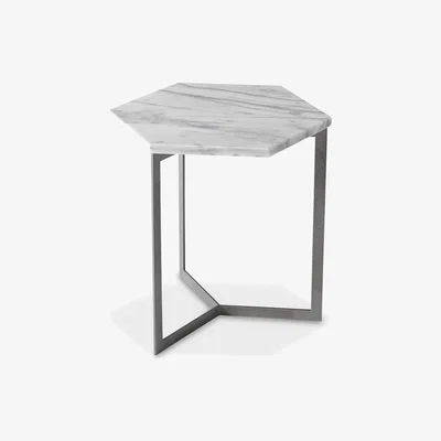John Lewis west elm Hex Side Table, White Marble-Steel