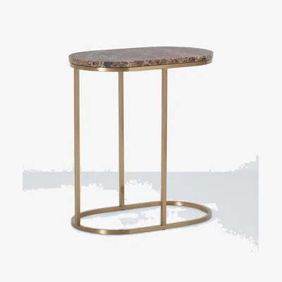John Lewis John Lewis Marble Top Side Table, Light Brown/Brass